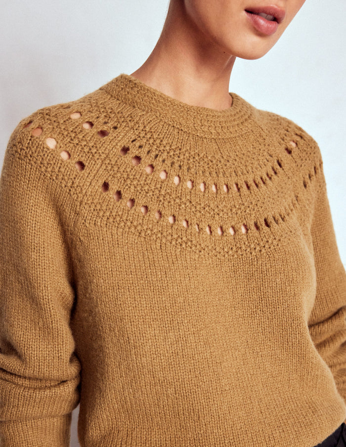 Fluffy Chunky Sweater Camel Melange