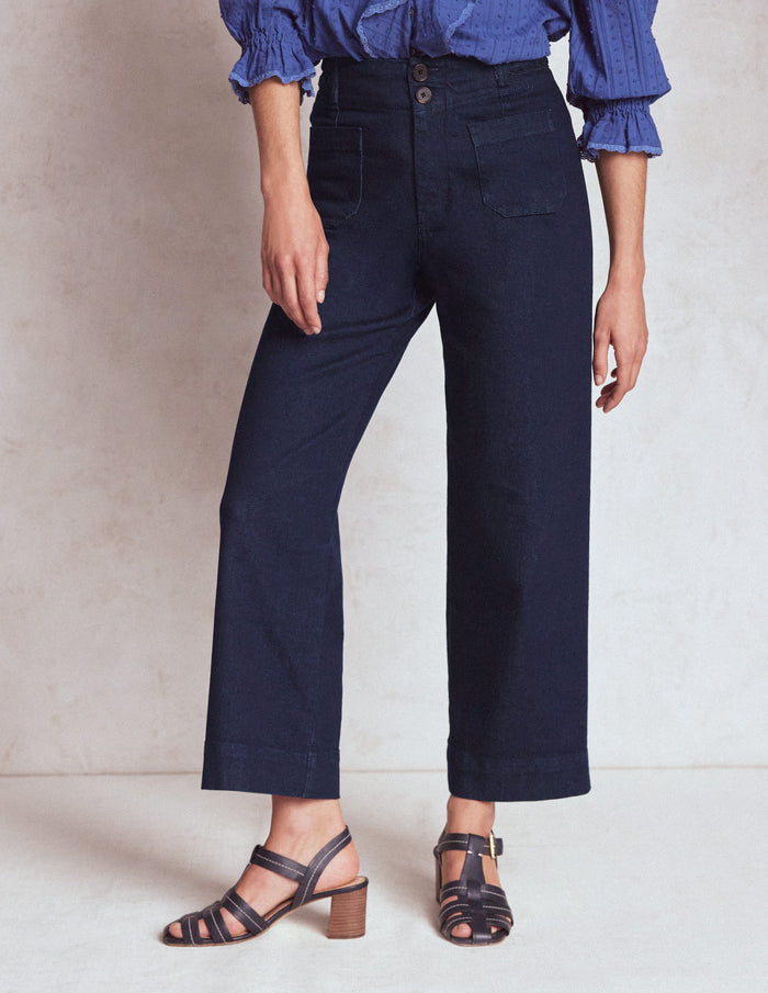 Patch Pocket Cropped Pants Indigo Braid