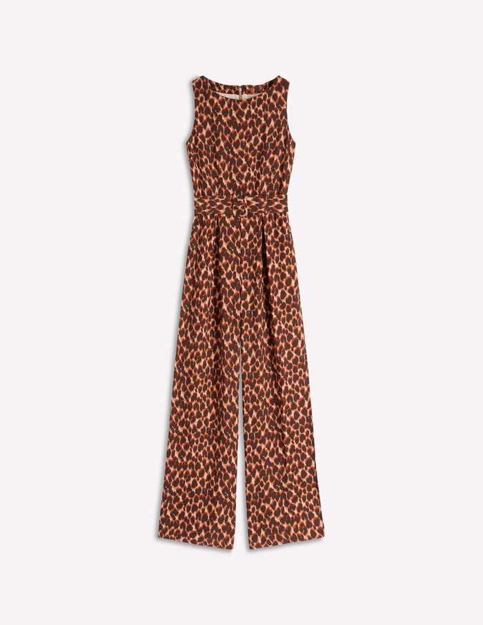 Gwen Slash Neck Jumpsuit Sand, Abstract Leopard Spot