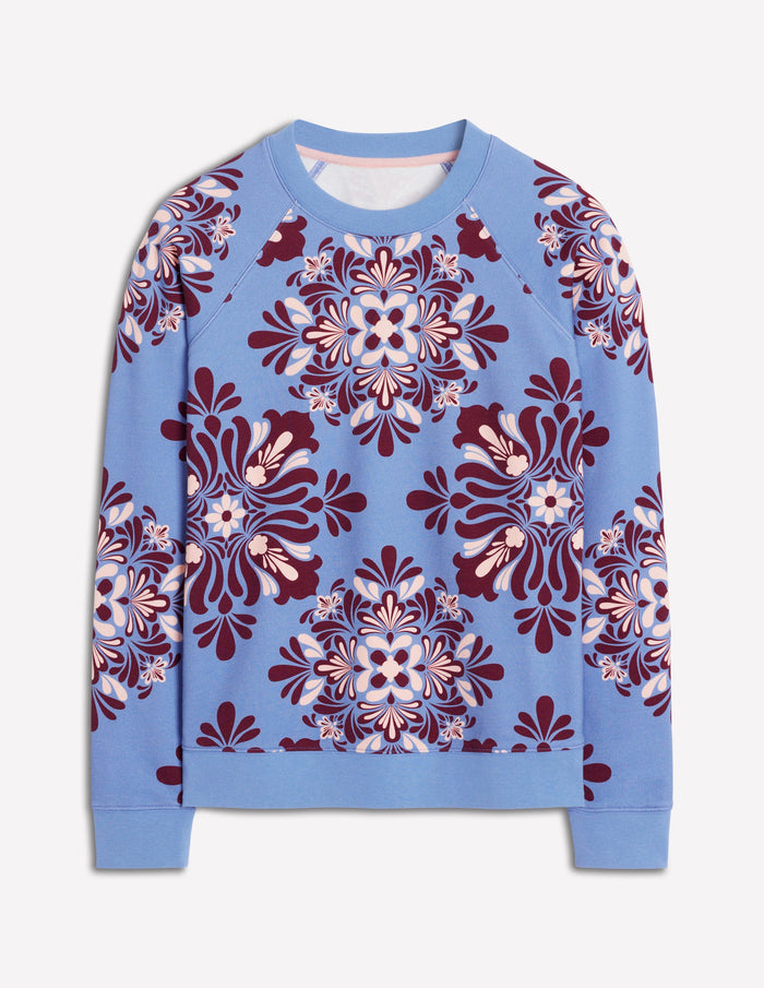 Rosa Printed Sweatshirt Soft Blue, Bloom Mosaic