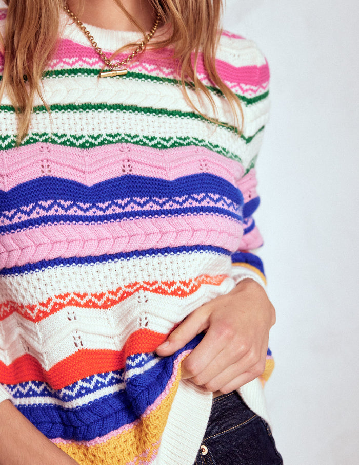 Textured Fair Isle Sweater Multi