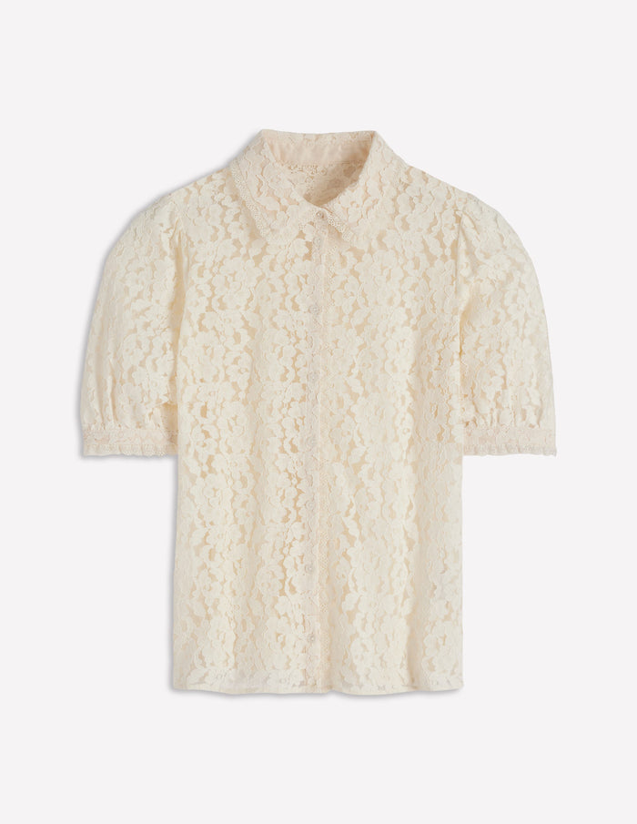 Short Sleeve Lace Blouse Ivory