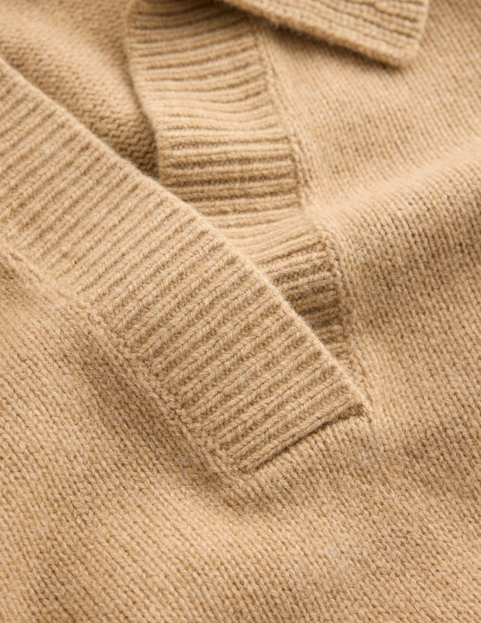 Marion Merino Henley Sweater Camel Melange
