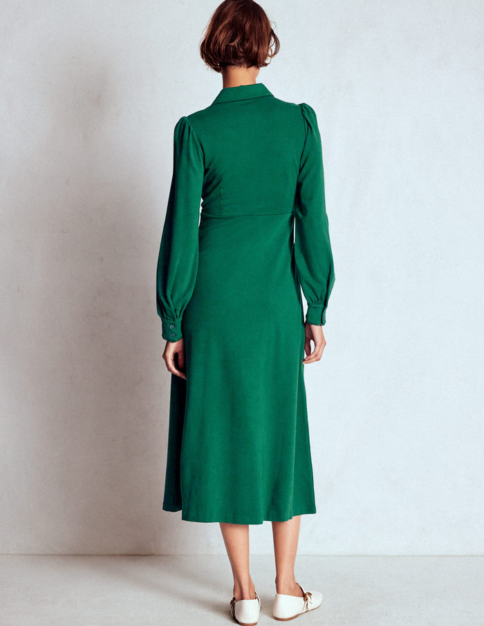 Pip Zip-Up Ponte Midi Dress Emerald Night