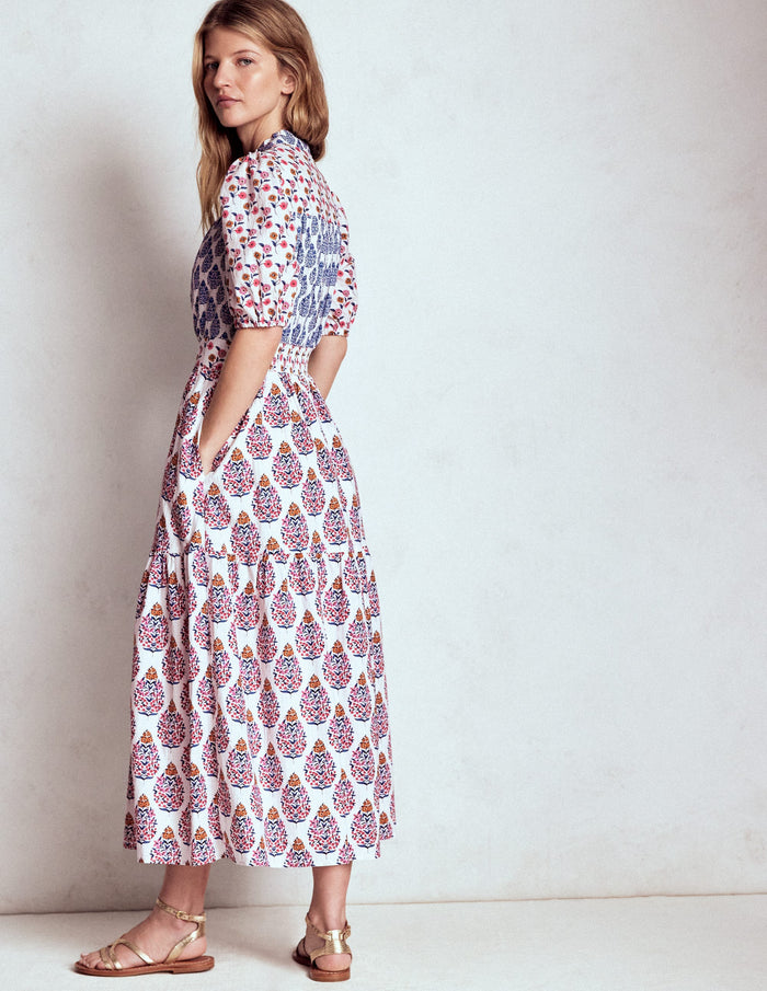 Beatrice Cotton Midi Dress Multi, Wildflower Bouquet