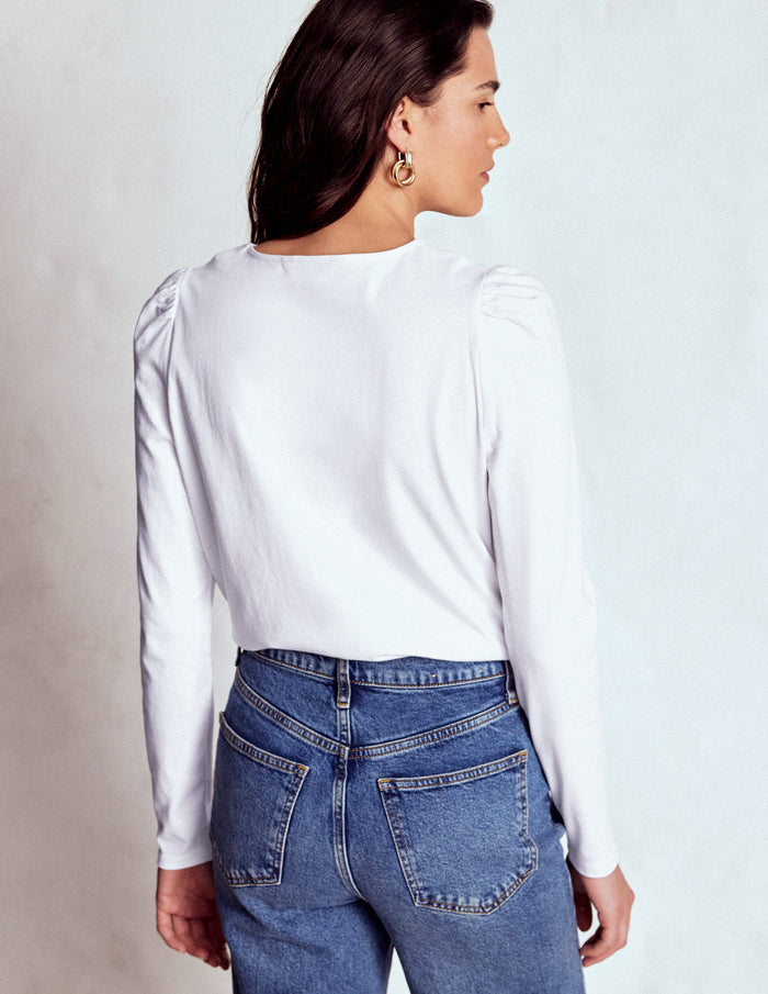 Flora Lace V-neck Top White