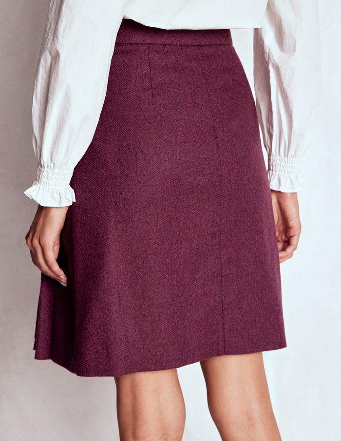Helen Wool Kilt Skirt Purple Herringbone