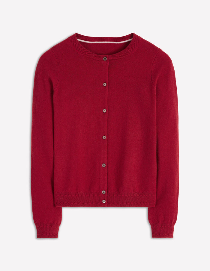 Eva Cashmere Crew Cardigan Red Liquorice