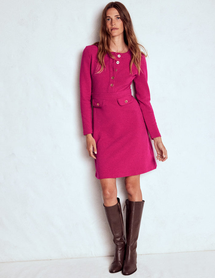 Lavinia Button Shift Dress Vibrant Pink