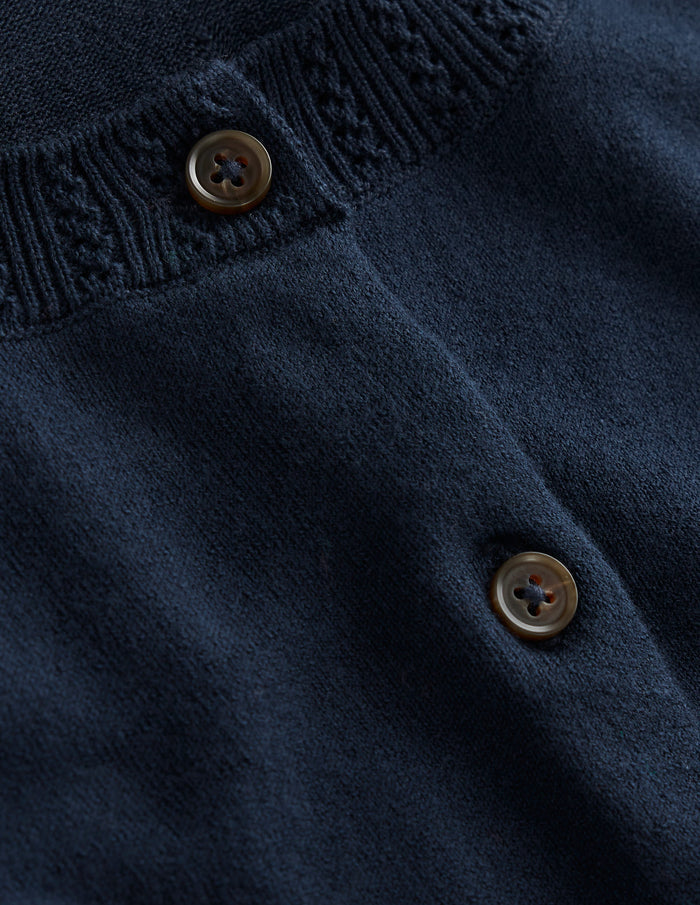 Emilia Cotton Crew Cardigan Navy