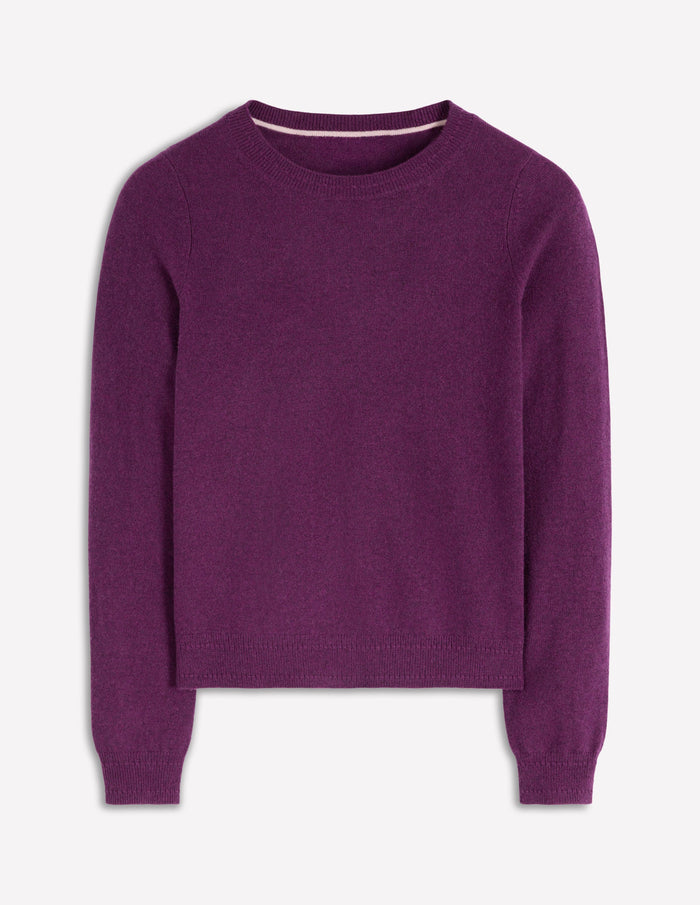 Eva Cashmere Crew Neck Sweater Plum Melange