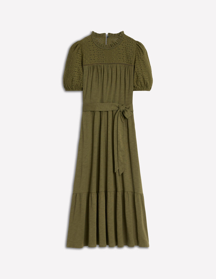 Lorelei Broderie Jersey Dress Woodland Green