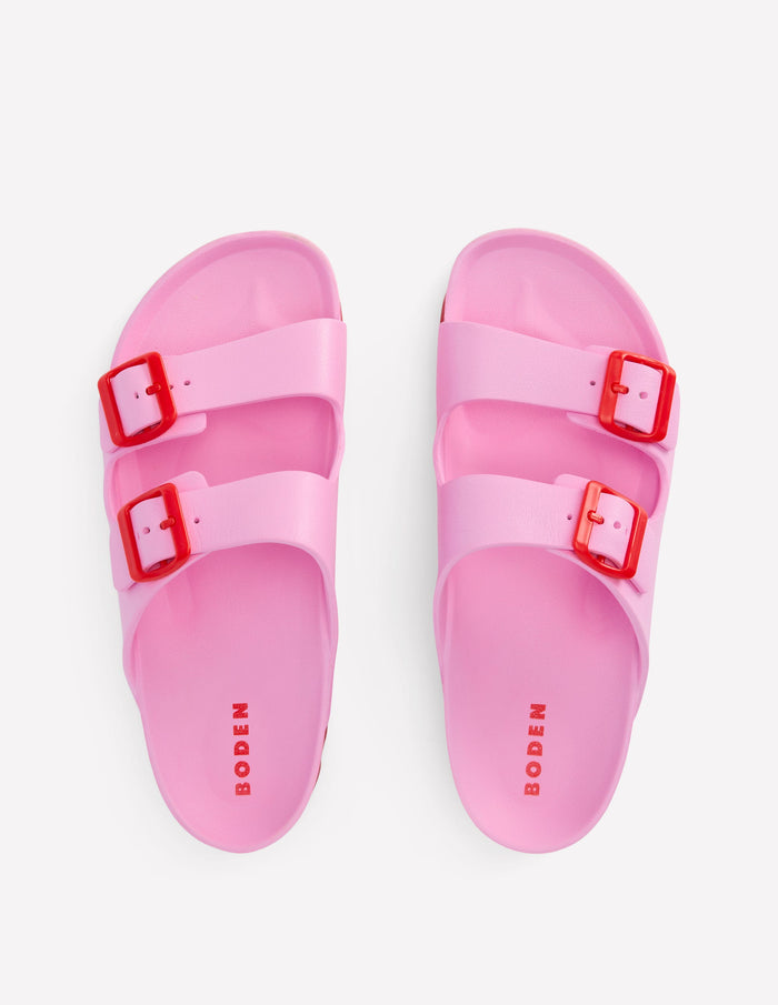 Lyla Double Buckle Sliders Soft Pink