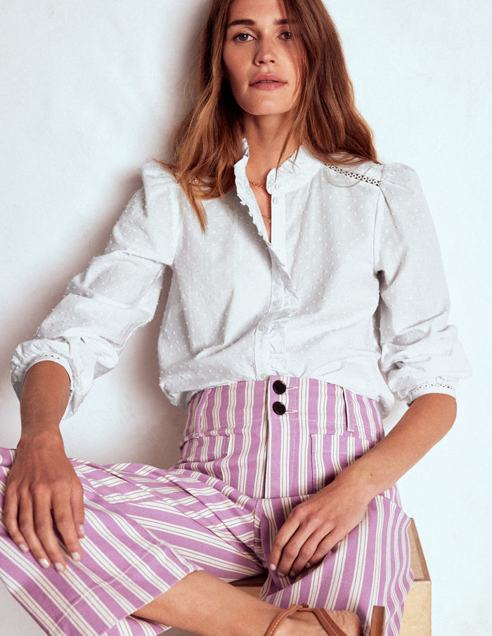Helena Cotton Dobby Top White
