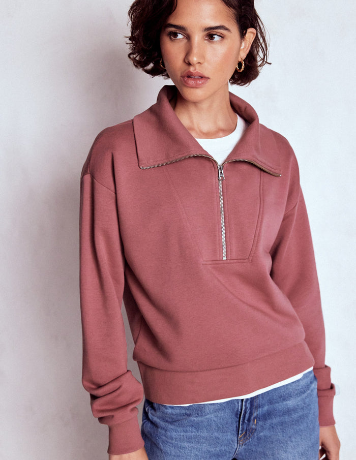 Panelled Half-zip Sweatshirt Blushing Rose