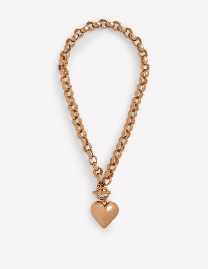 Chunky Heart Necklace Gold Colour