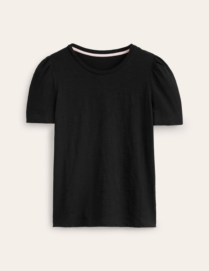 Cotton Puff Sleeve T-Shirt Black