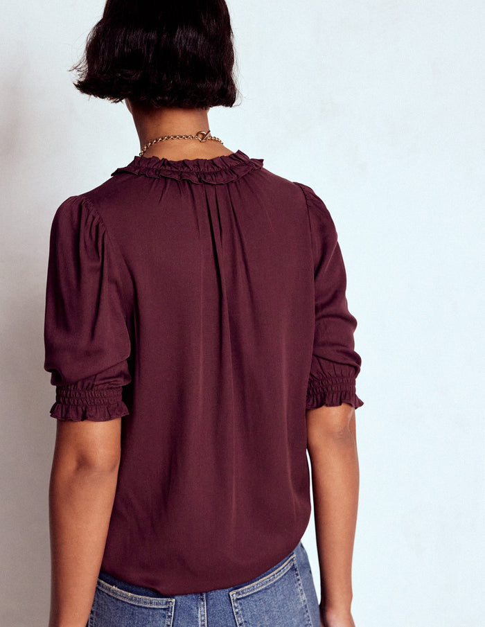 Ria Short Sleeve Top Dark Cherry