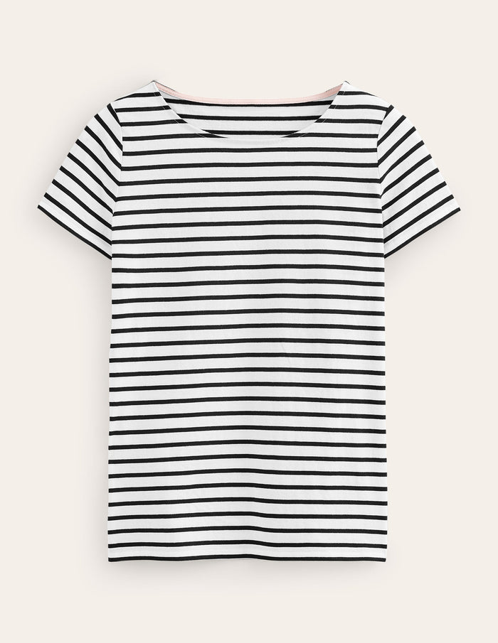 Ella Short Sleeve Breton Ivory, Black