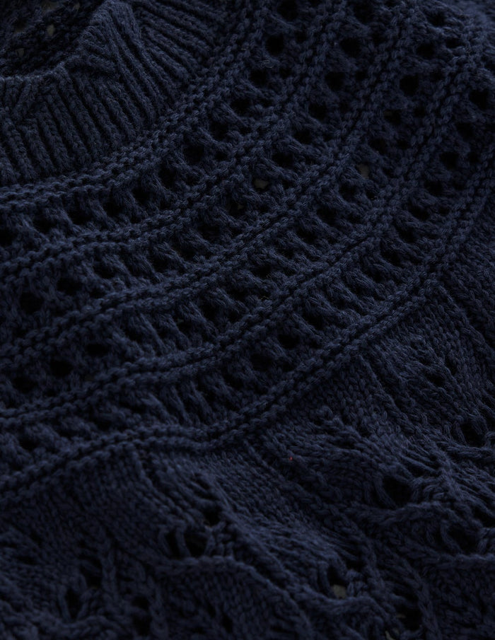 Crochet Mix Stitch Sweater Navy