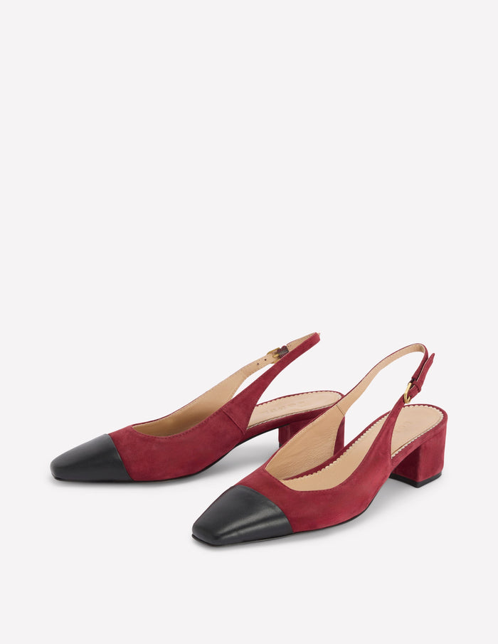 Ailsa Block Heel Slingbacks Oxblood