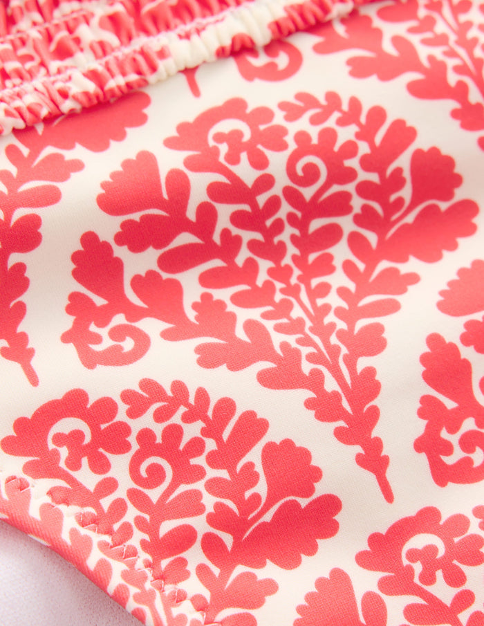 Milos Smocked Bikini Bottoms Jam Red, Blossomy