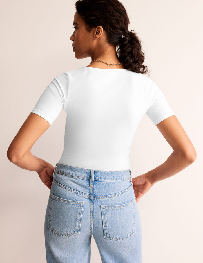 Double Layer Scoop T-shirt White