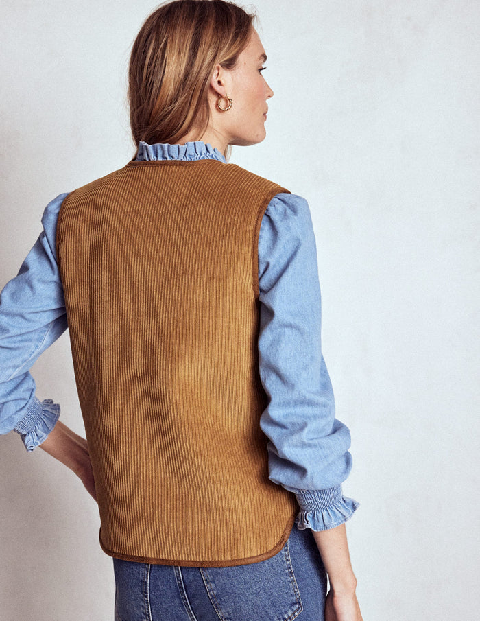 Clerkenwell Reversible Gilet Hazelnut Brown, Natural