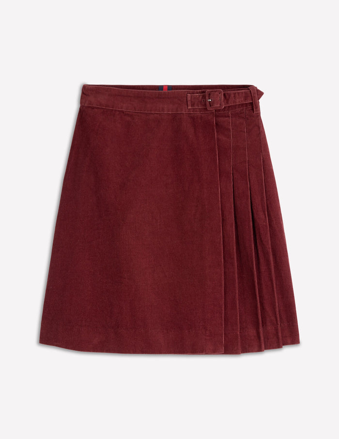 Helen Cord Kilt Skirt Chestnut