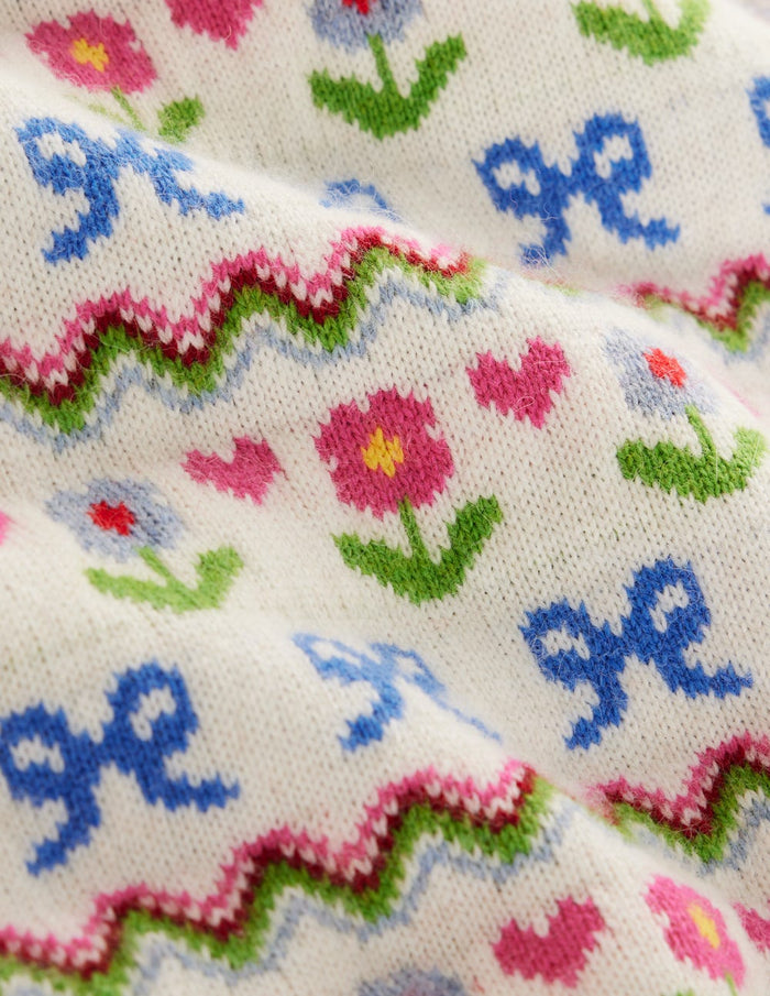 Edie Fair Isle Vest Oatmeal Melange, Flowers