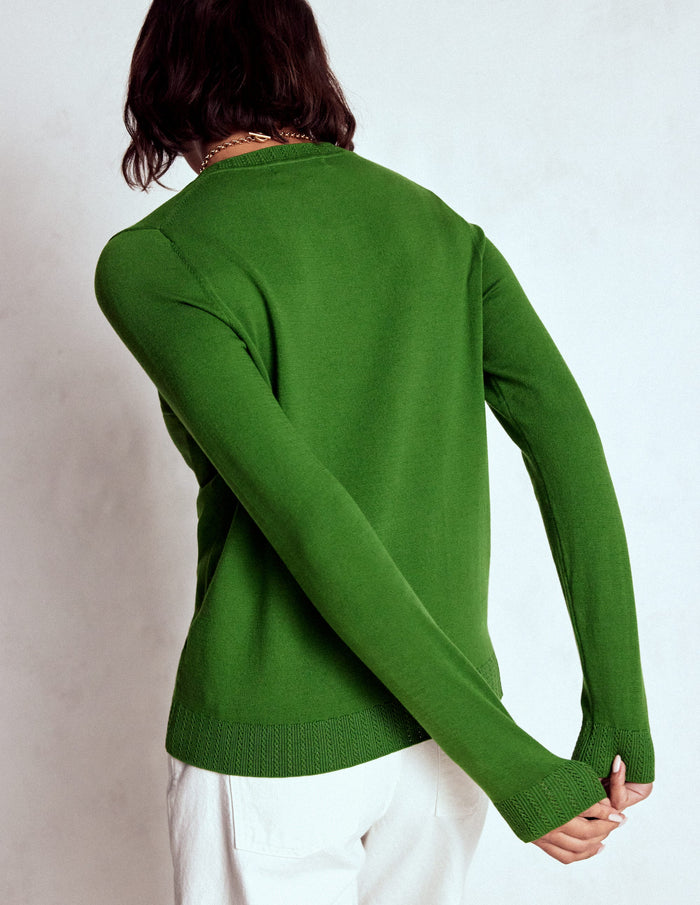 Emilia Cotton Crew Sweater Promenade Green