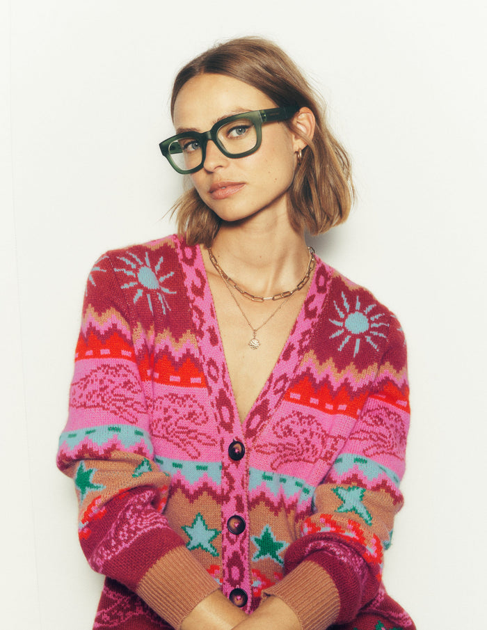 Quinn Boyfriend Cardigan Camel, Cheetahs
