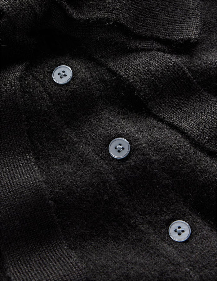 Collared Tie Front Cardigan Black