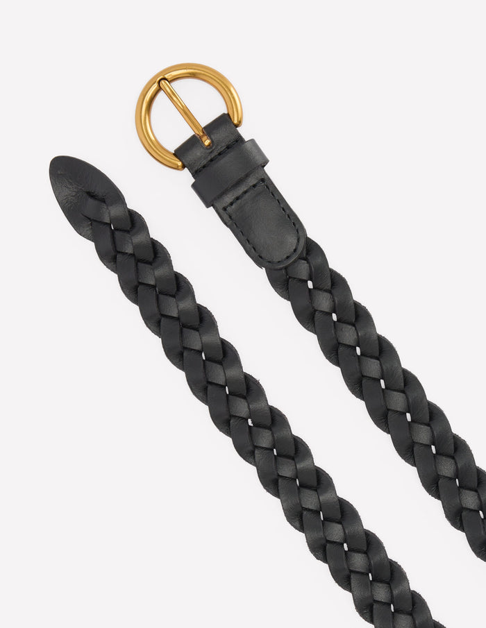 Skinny Plaited Belt Black