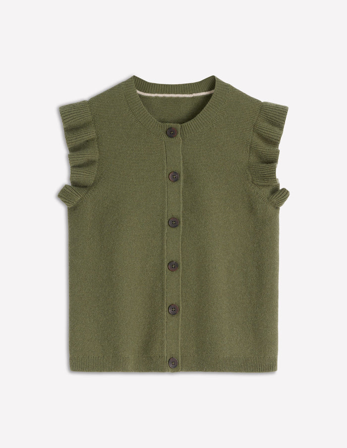 Frill Detail Waistcoat Woodland Green Melange
