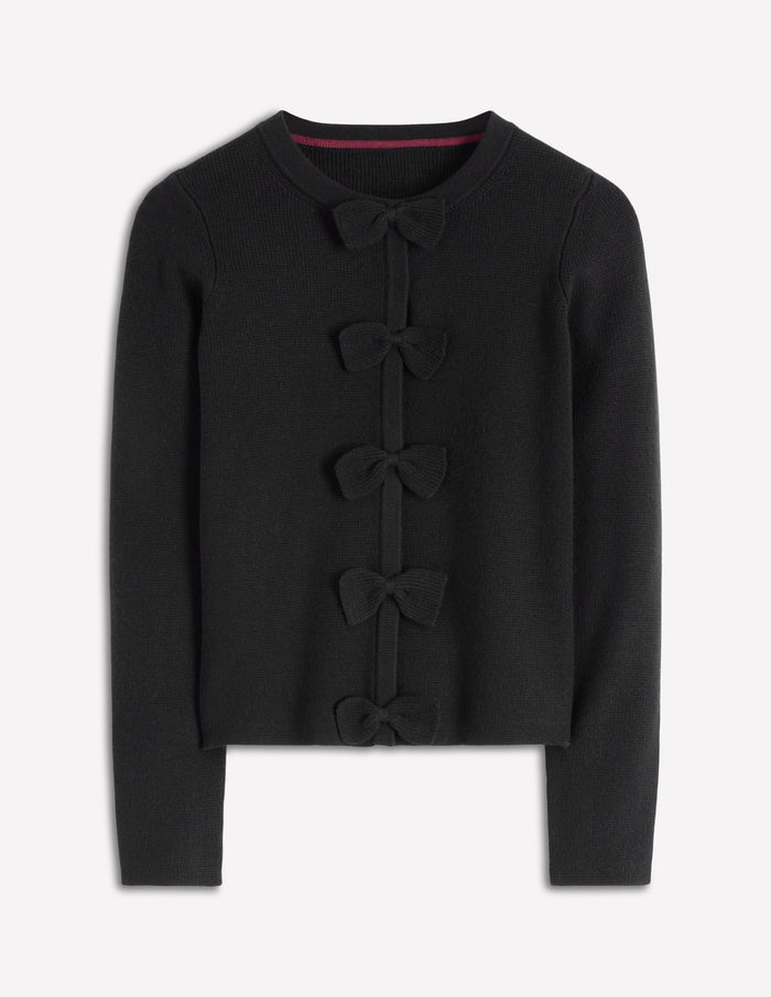 Knitted Bow Cardigan Black