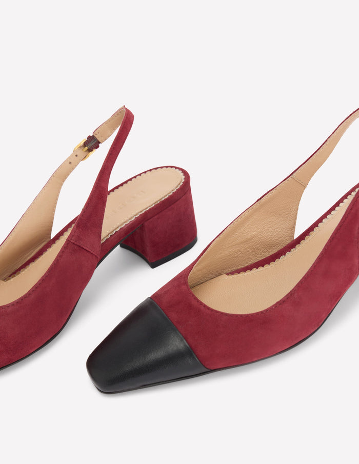 Ailsa Block Heel Slingbacks Oxblood