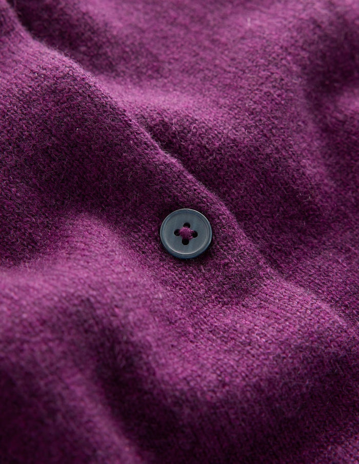 Eva Cashmere Crew Cardigan Plum Melange