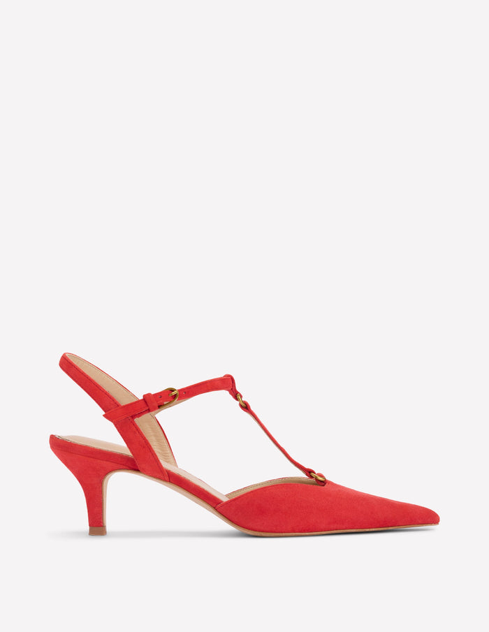 T-Bar Point Heels Post Box Red
