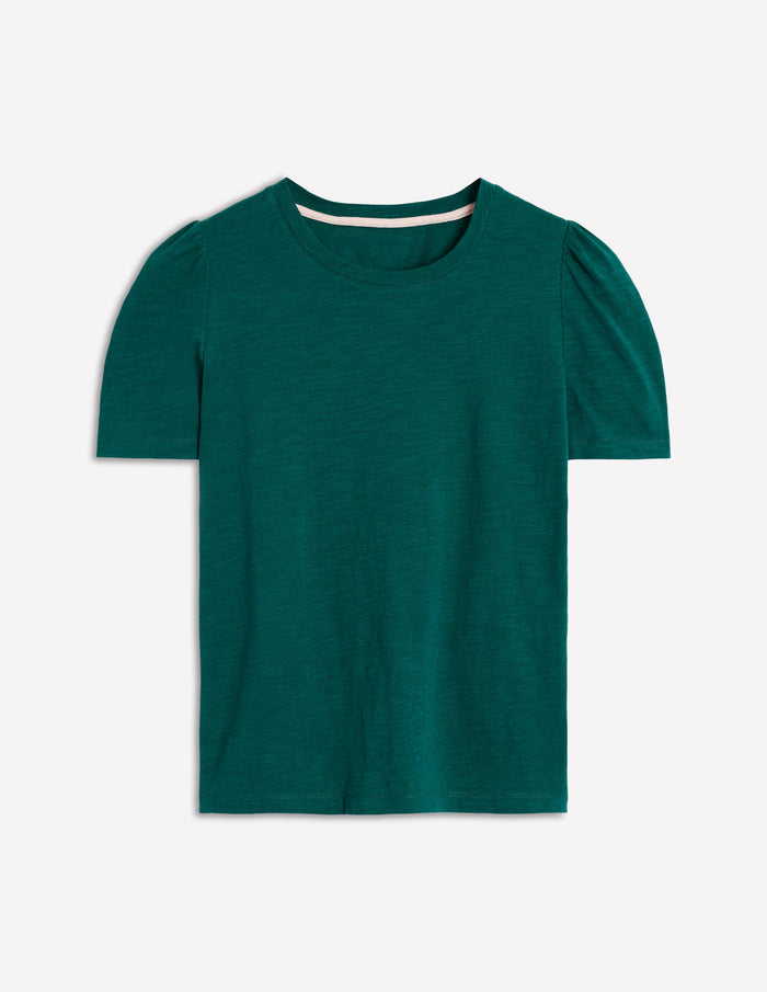 Cotton Puff Sleeve T-Shirt Drake Green