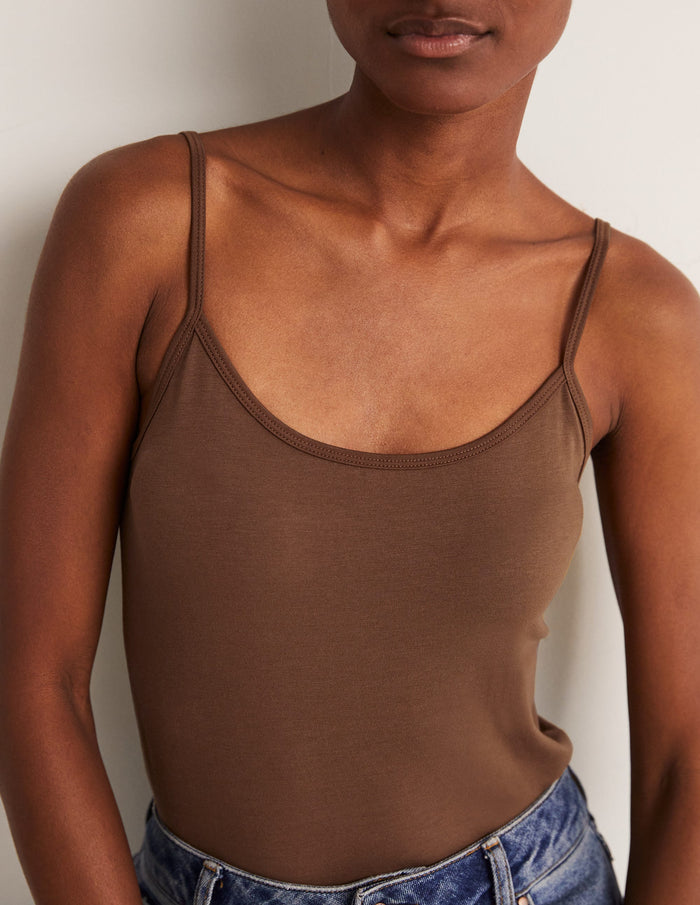 Plain Cami Top Deep Brown