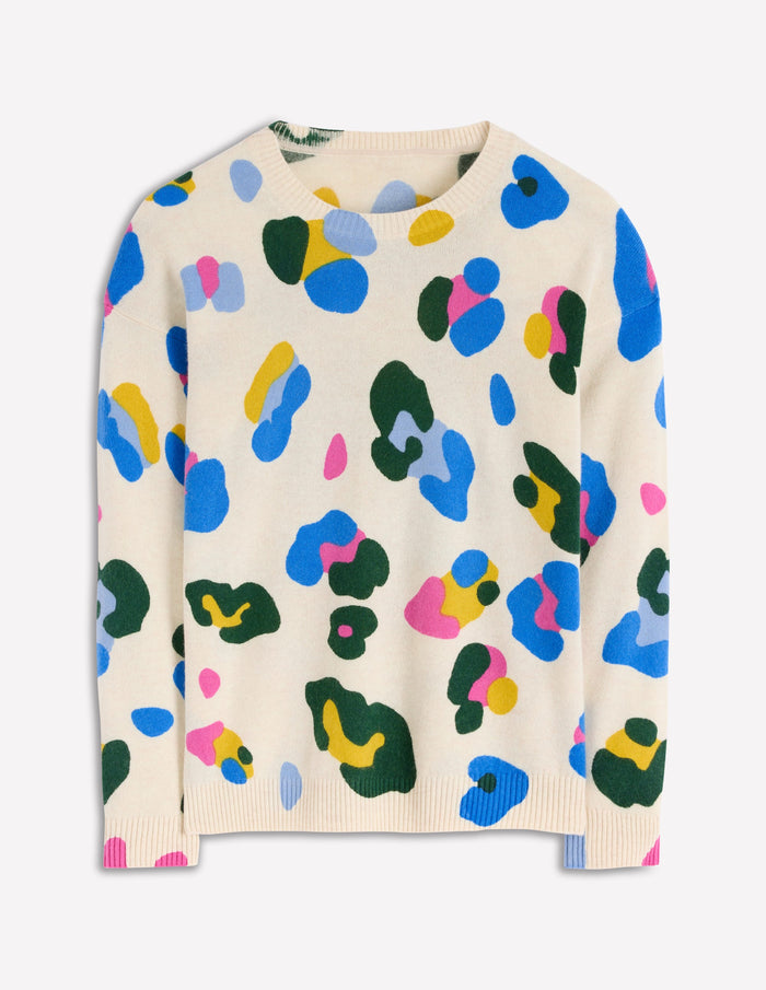 Lydia Cashmere Jumper Warm Ivory, Leopard