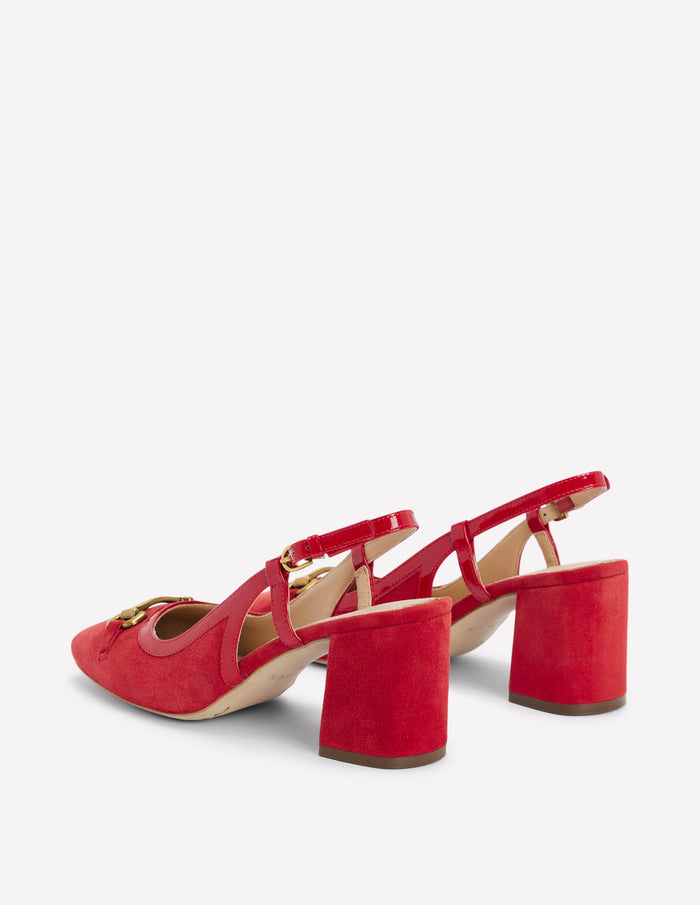 Iris Snaffle Slingback Heels Post Box Red