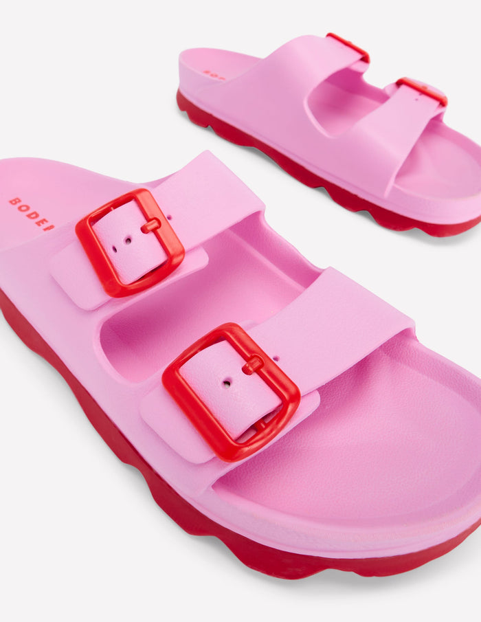 Lyla Double Buckle Sliders Soft Pink