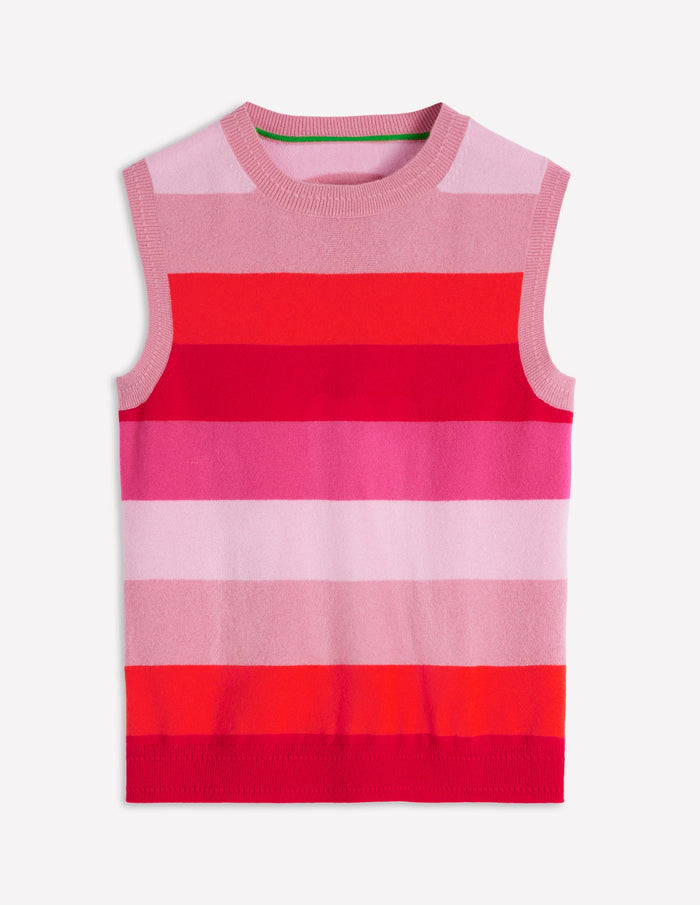 Eva Cashmere Vest Pink/ Orange Stripe