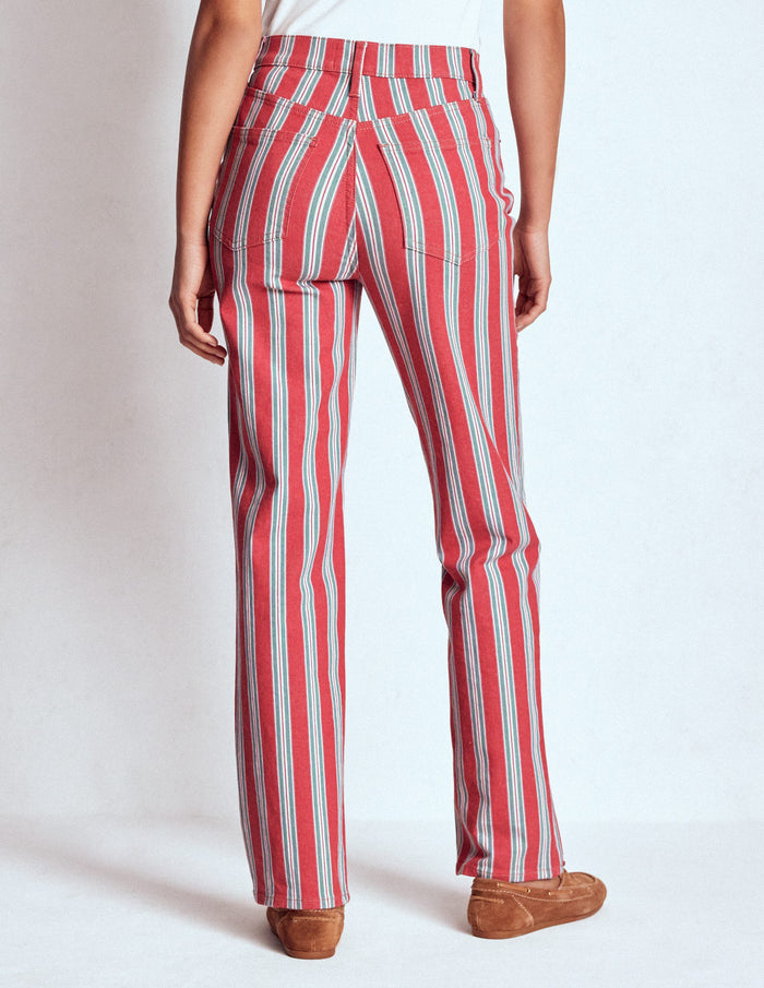 High Rise Stripe Jeans Red, Blue and Pink Stripe