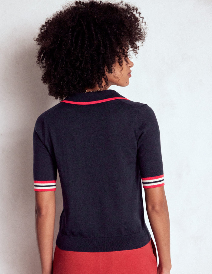 Cotton Henley T-shirt Navy