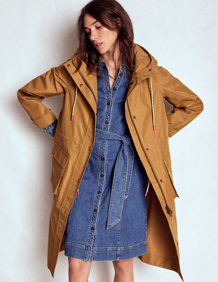 Longline Rain Mac Hazelnut Brown