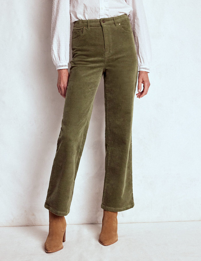 5-Pocket Cord Column Jeans Green