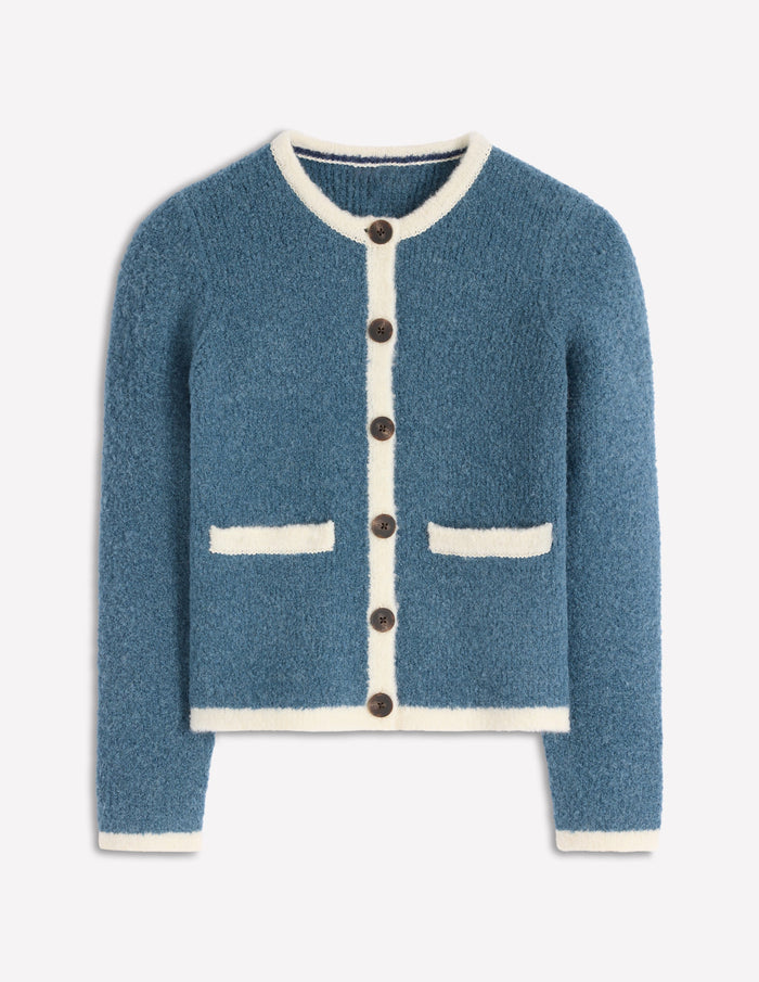 Holly Boucle Knitted Jacket Denim Blue Boucle